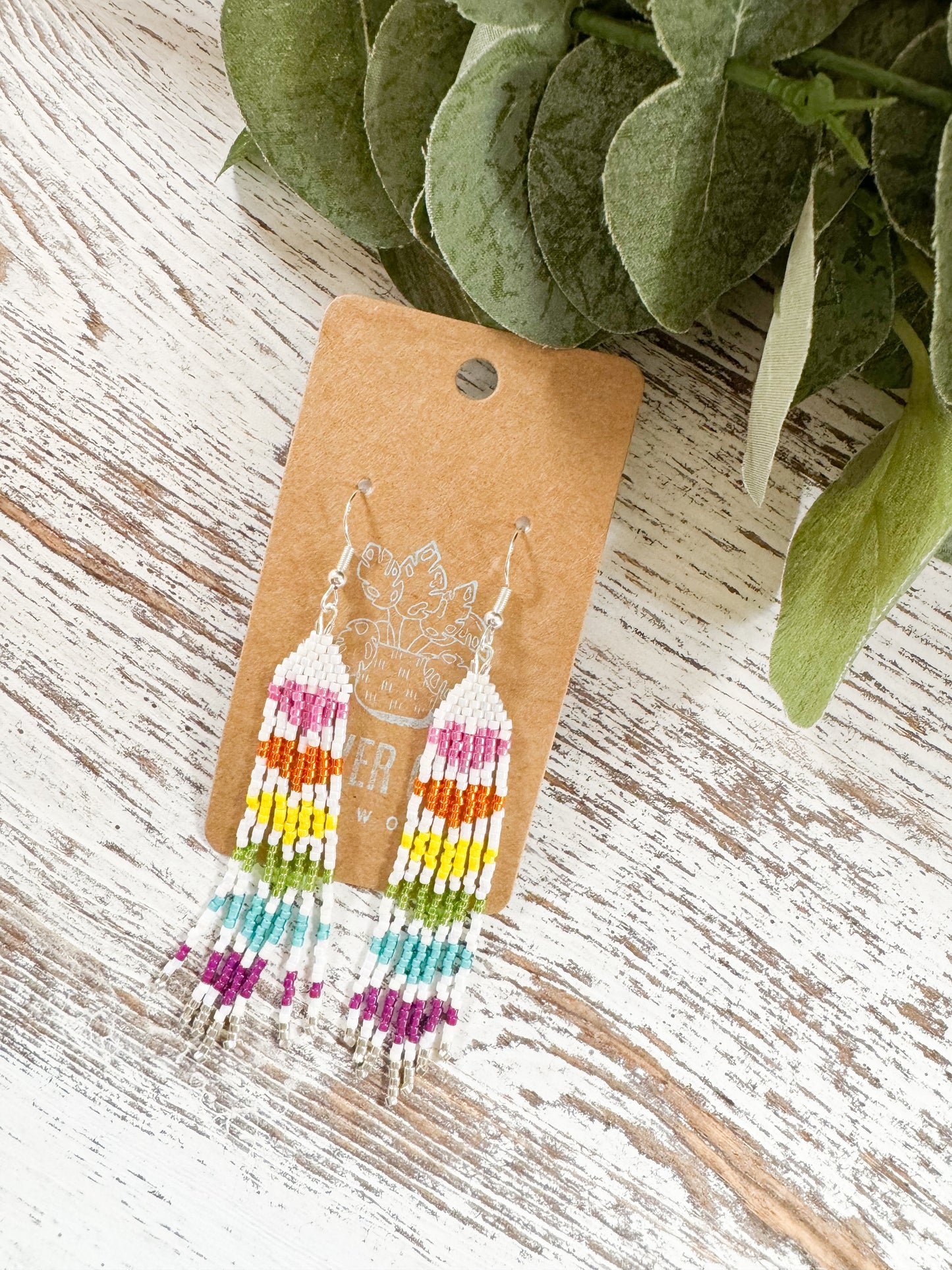 White Colorful Earrings