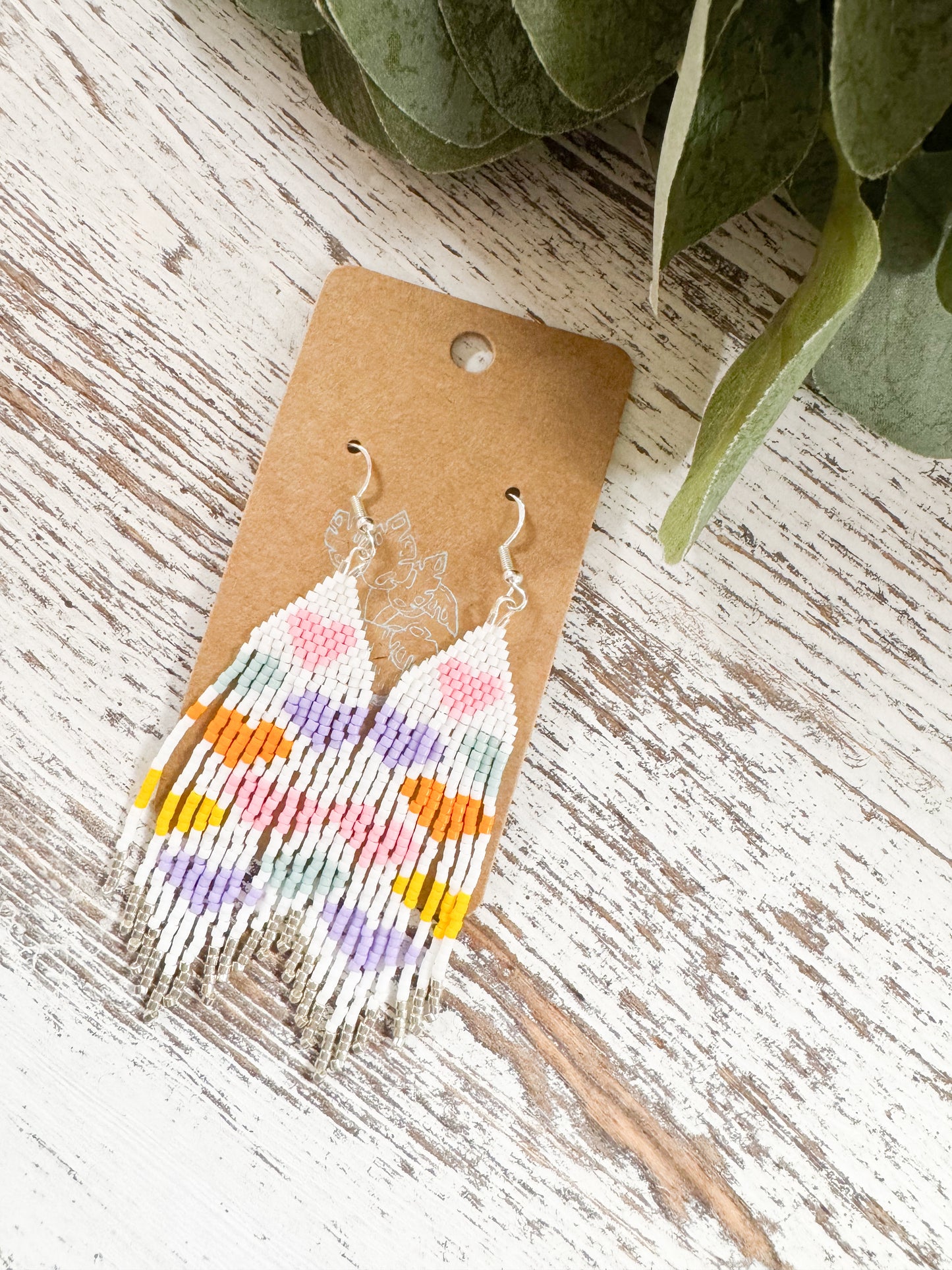 White Heart Earrings